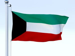 animated kuwait flag 3D Model