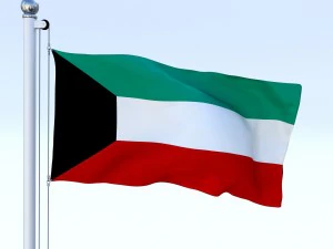 animated kuwait flag 3D Model