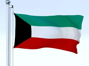 animated kuwait flag 3D Model