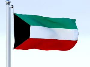 animated kuwait flag 3D Model