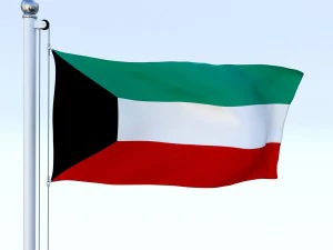 animated kuwait flag 3D Model