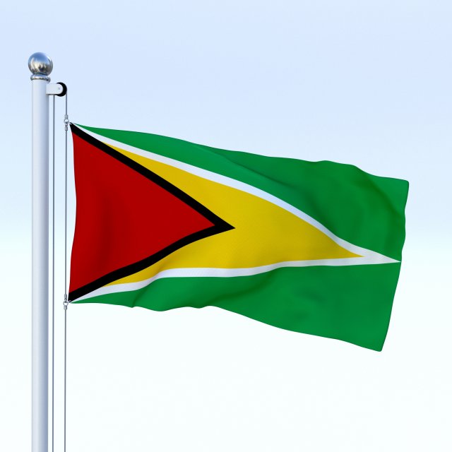 animated guyana flag 3D Model .c4d .max .obj .3ds .fbx .stl .blend 