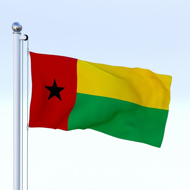 animated guinea-bissau flag 3D Model .c4d .max .obj .3ds .fbx .stl .blend
