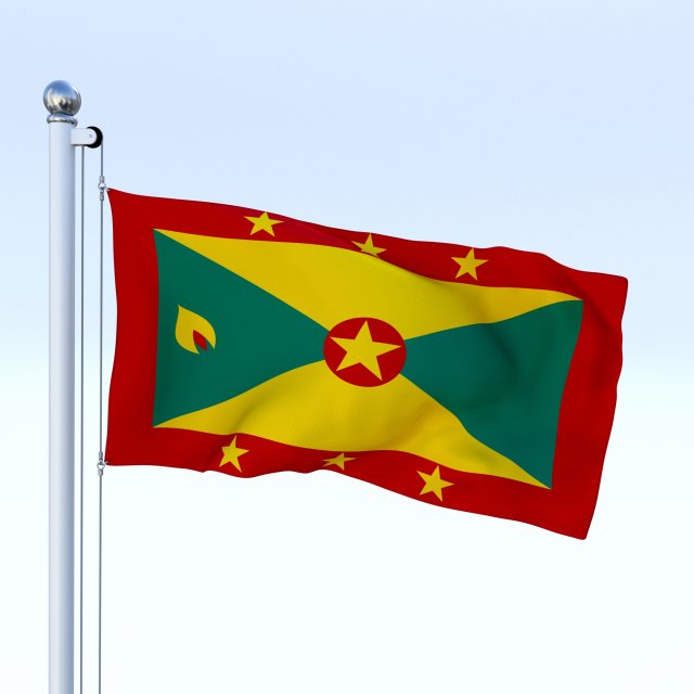 animated grenada flag Model 3D .c4d .max .obj .3ds .fbx .stl .blend 