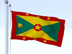 bendera grenada animasi Model 3D