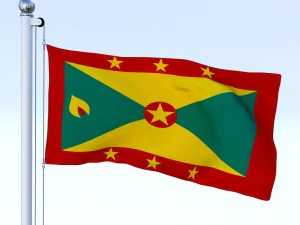 animated grenada flag 3D Model