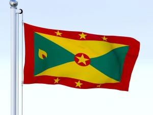 animated grenada flag 3D Model