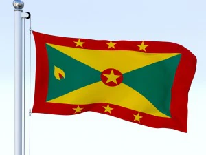 animated grenada flag 3D Model