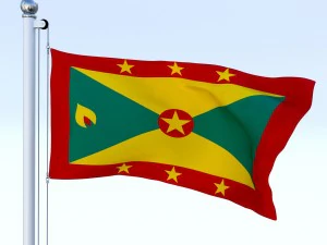 animated grenada flag 3D Model