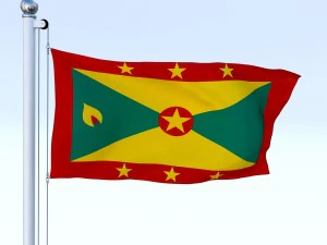 animated grenada flag 3D Model