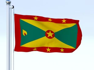 animated grenada flag 3D Model