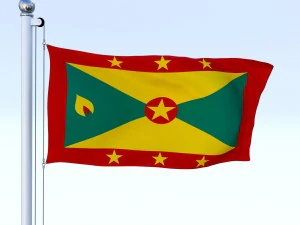 animated grenada flag 3D Model