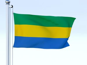 animated gabon flag 3D Model