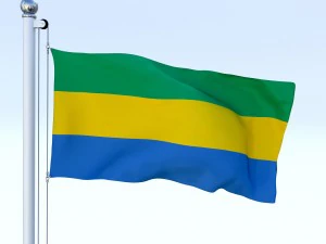 animated gabon flag 3D Model