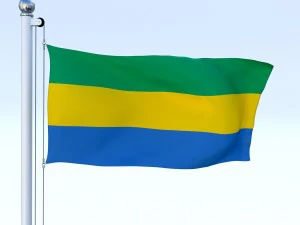 animated gabon flag 3D Model