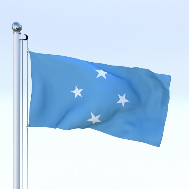 animated federated states of micronesia flag 3D 模型 .c4d .max .obj .3ds .fbx .stl .blend 