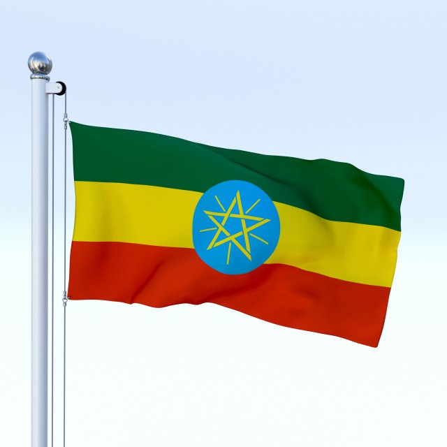 animated ethiopia flag 3D 模型 .c4d .max .obj .3ds .fbx .stl .blend 