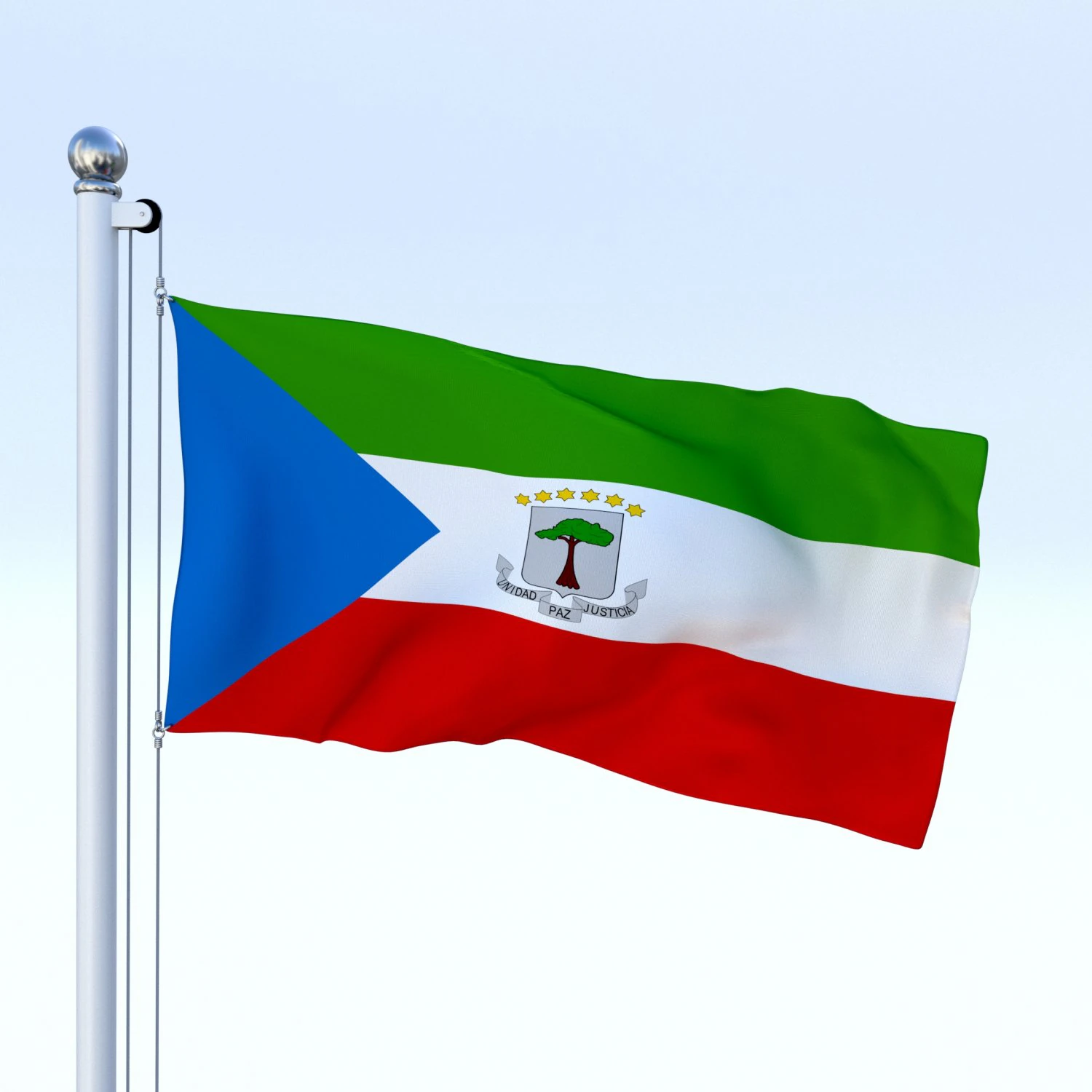 animated equatorial guinea flag 3D Model .c4d .max .obj .3ds .fbx .stl .blend 
