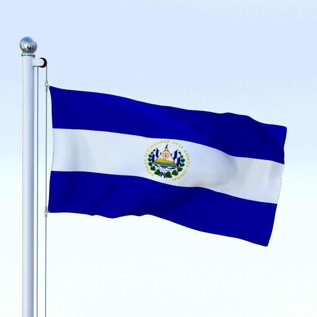 animated el salvador flag 3D Model .c4d .max .obj .3ds .fbx .stl .blend 