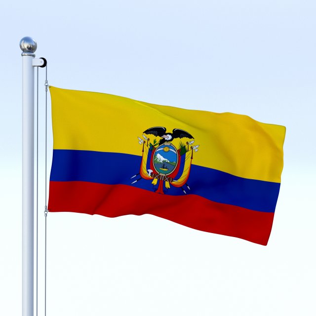 animated ecuador flag 3D Model .c4d .max .obj .3ds .fbx .stl .blend 
