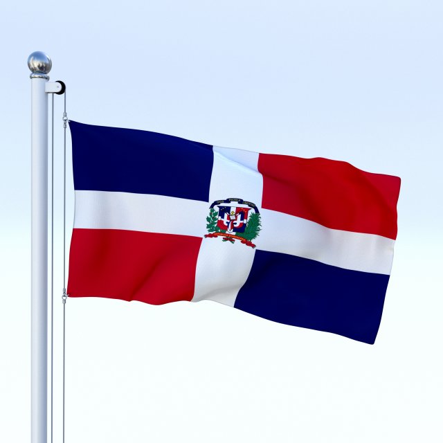 animated dominican republic flag 3D Model .c4d .max .obj .3ds .fbx .stl .blend 