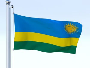 bandera animada de ruanda Modelo 3D
