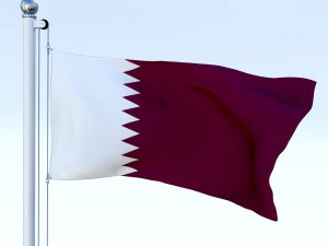 animated qatar flag 3D Model