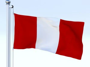 animated peru flag 3D Model