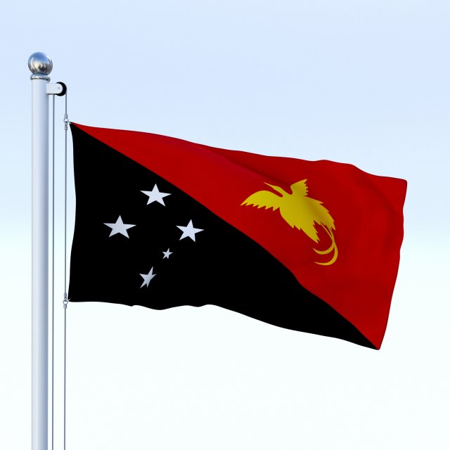 animated papua new guinea flag Model 3D .c4d .max .obj .3ds .fbx .stl .blend 