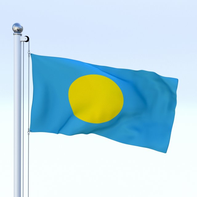 animated palau flag 3D Model .c4d .max .obj .3ds .fbx .stl .blend 