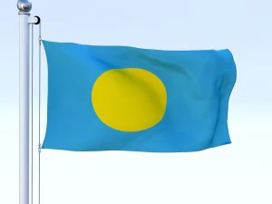 animated palau flag 3D Model