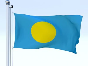 animated palau flag 3D Model