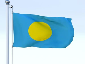animated palau flag 3D Model