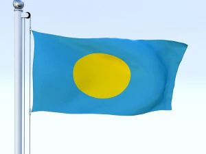animated palau flag 3D Model