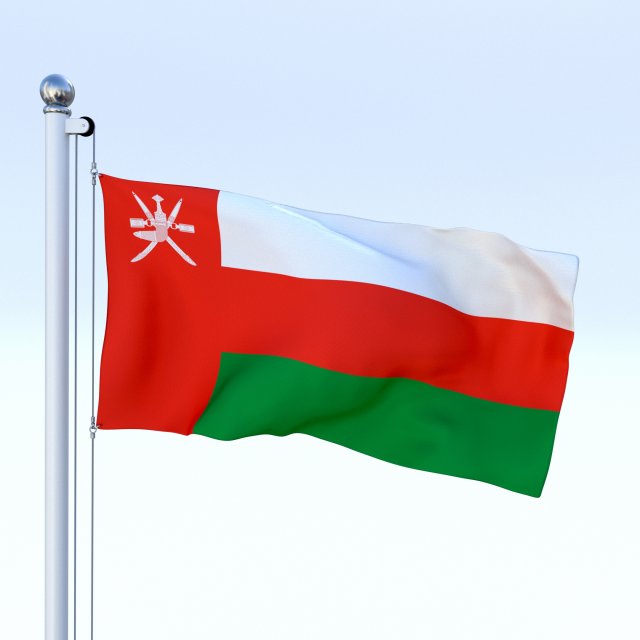 animated oman flag Modelo 3D .c4d .max .obj .3ds .fbx .stl .blend 