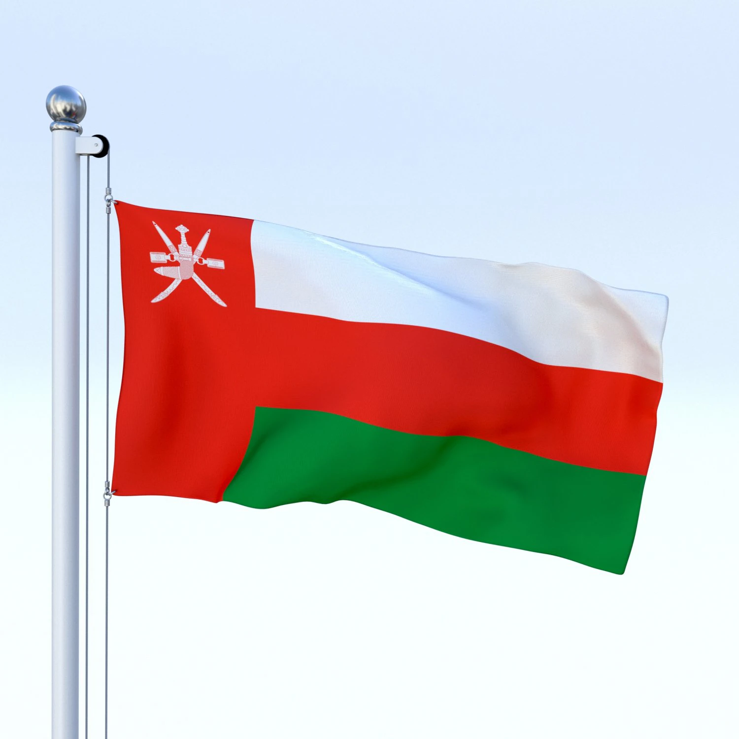 animated oman flag 3D Model .c4d .max .obj .3ds .fbx .stl .blend 