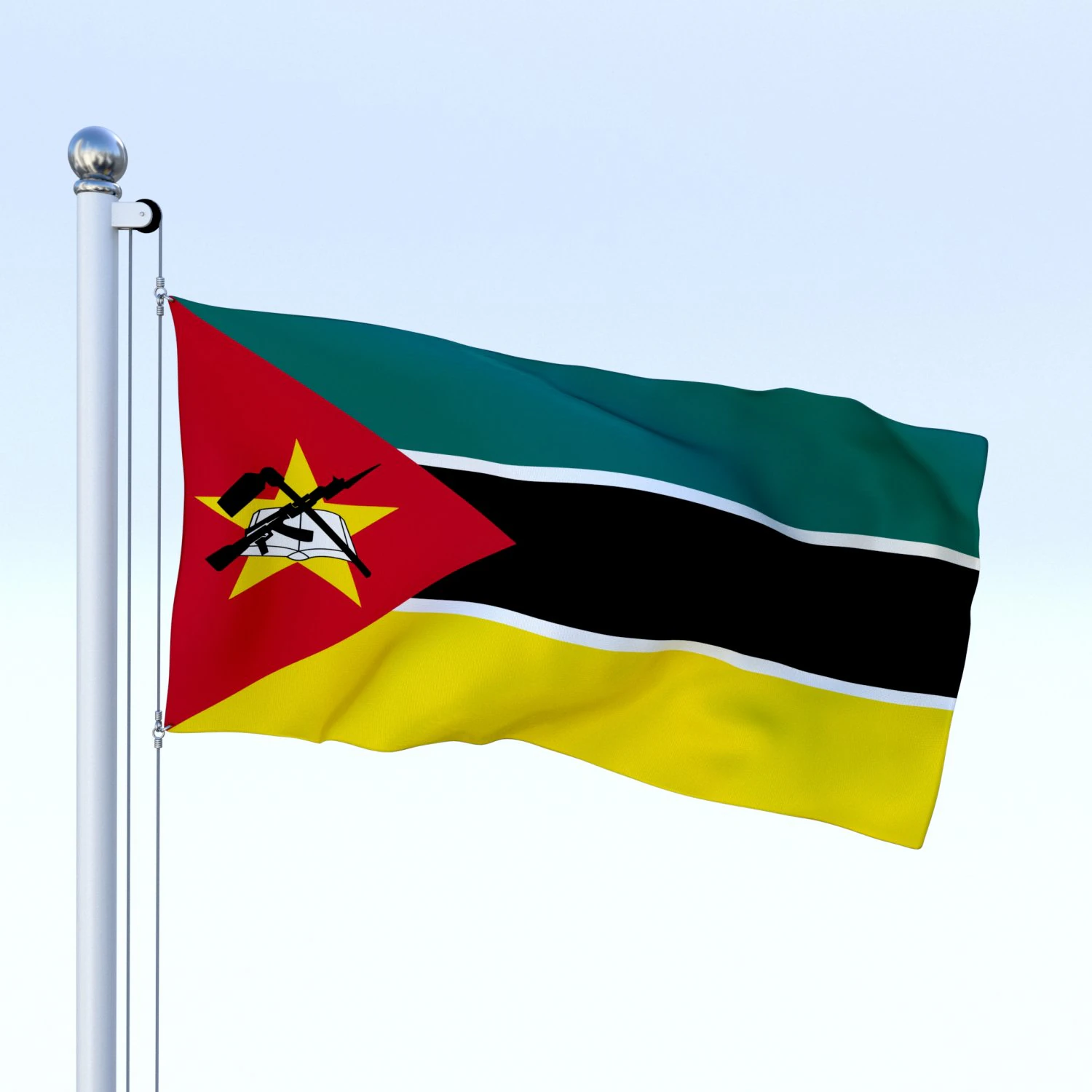 animated mozambique flag 3D Model .c4d .max .obj .3ds .fbx .stl .blend
