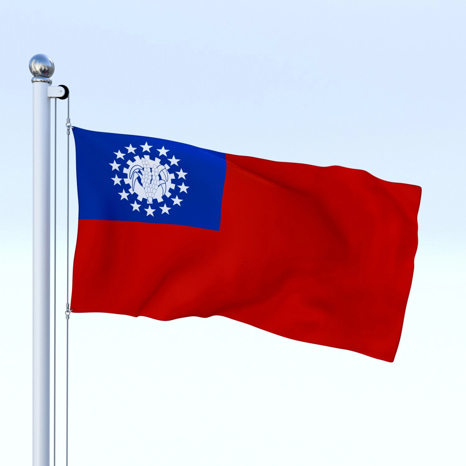 animated myanmar flag 3D Model .c4d .max .obj .3ds .fbx .stl .blend