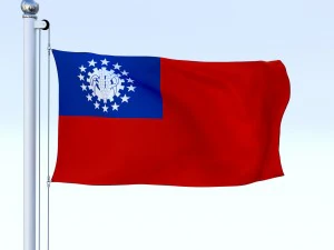 animated myanmar flag 3D Model