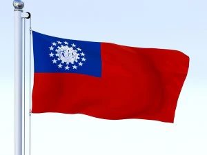 animated myanmar flag 3D Model