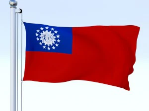 animated myanmar flag 3D Model