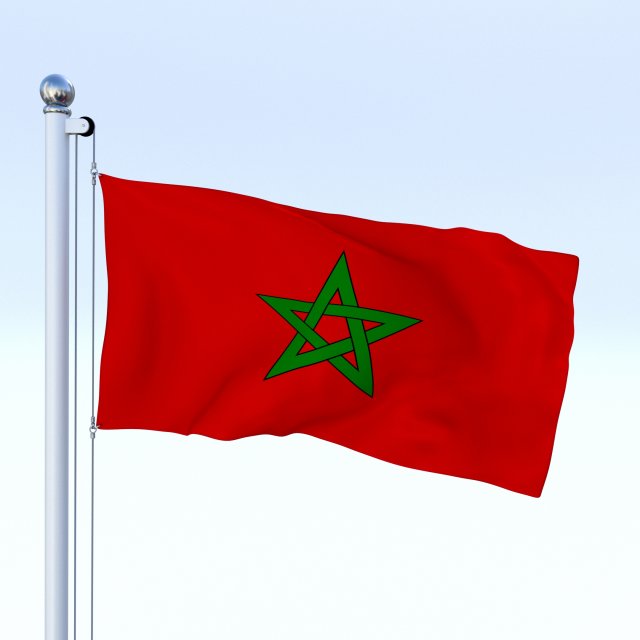 animated morocco flag 3Dモデル .c4d .max .obj .3ds .fbx .stl .blend 