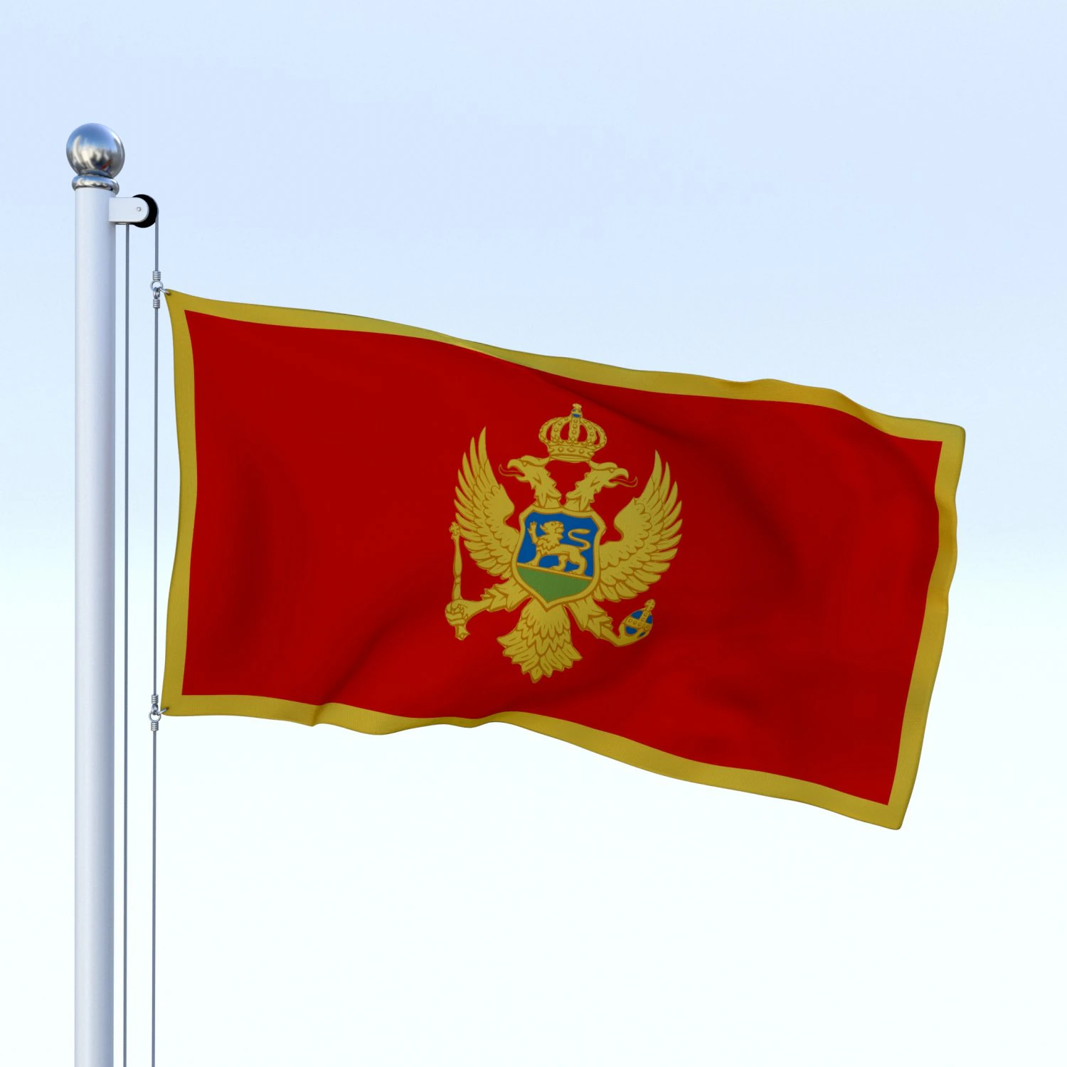 animated montenegro flag 3D Model .c4d .max .obj .3ds .fbx .stl .blend 