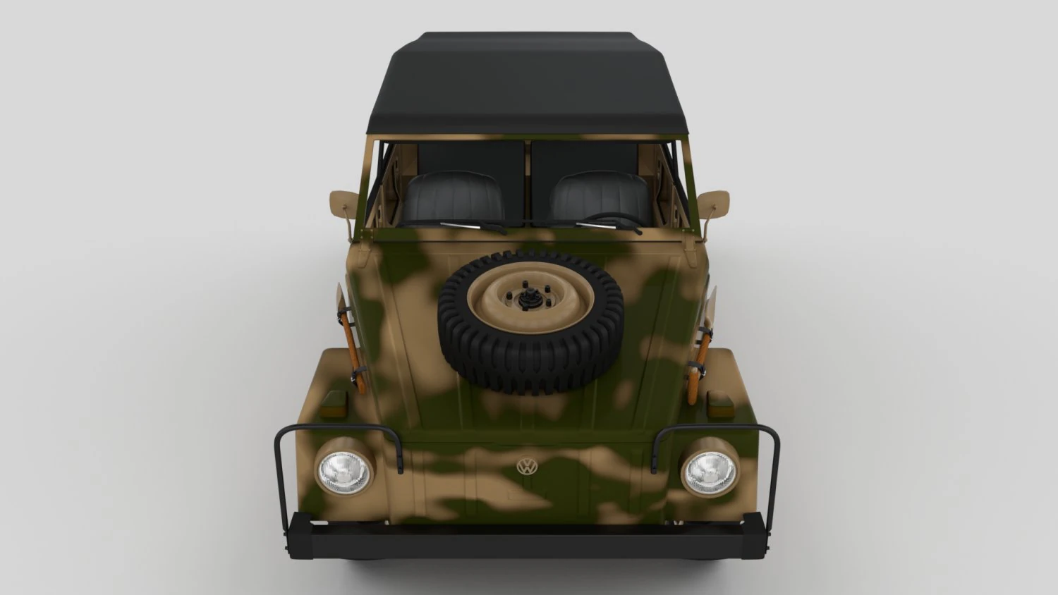 vw type 181 army with interior top up 3D Model .c4d .max .obj .3ds .fbx .stl .blend 
