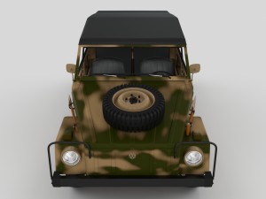 vw type 181 army with interior top up 3D 모델