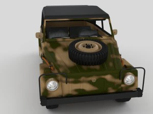 vw type 181 army with interior top up 3D Model