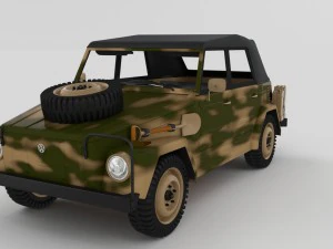 vw type 181 army with interior top up 3D Model