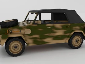 vw type 181 army with interior top up 3D Model