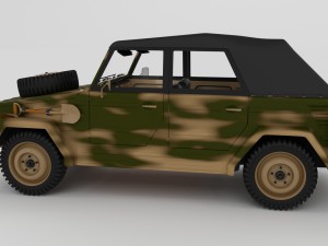 vw type 181 army with interior top up 3D 모델