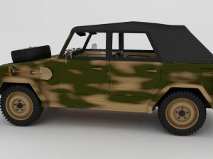 vw type 181 army with interior top up 3D Model